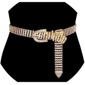 Gold Glam Bling Rhinestone Waist Belt